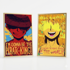 DL One Piece Anime Shikishi Board Affiche d'art estampée à la feuille d'or, Collection limitée Motifs nautiques, pour <span class=keywords><strong>les</strong></span> fans de Luffy, Décoration de chambre - Product Image 1