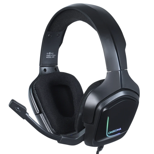 ONIKUMA K20 Wired Gaming Headset 3.5mm 50mm Driver RGB Light Rotatable Noise Cancelling Mic Soft Earpads for PC PS5 Xbox Switch