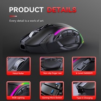 MKESPN W605 Wireless Three Mode RGB Backlit Ergonomic Right-Handed Gaming Mouse 12 Buttons 24000DPI Programmable Full Speed mice