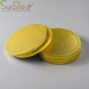 Plateau à gâteau en carton ondulé rond à bords lisses, imprimé or, pour usage alimentaire, vente en gros - Product Image 1