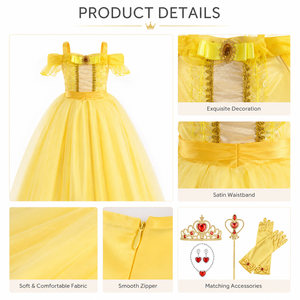 Robe de <span class=keywords><strong>princesse</strong></span> <span class=keywords><strong>Belle</strong></span> pour filles, costume de cosplay pour fête d'Halloween pour enfants - Product Image 3