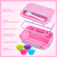 Lonchera Bento para Adultos, Lonchera Bento para Niños, Contenedores de Almuerzo para Niños, Lonchera de 1300 ml con 4 Compartimentos para Niños