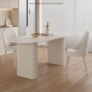 Роскошный кремовый Овальный Современный Простой чистый белый столовый набор переработанных сосен металлические ножки для дома, бара, квартиры, гостиничной мебели небольшого размера - Product Image 4