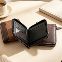 Dompet Zipper Kulit PU Pendek Modis dengan Warna Patchwork untuk Pria, Dilengkapi Kantong Koin, Kapasitas Besar dengan Banyak Slot Tempat Kartu