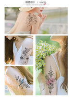 Tatouage temporaire Weimei motif rose pivoine, autocollant sexy pour filles, tatouage temporaire réaliste noir pour l'art corporel