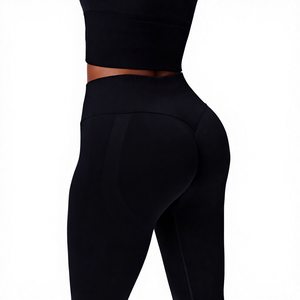 Leggings de yoga taille haute sans couture, couleur unie, extensibles dans quatre directions, pantalon à taille élastique, vêtements de sport, tenue de gym, extensible 4 directions - Product Image 5