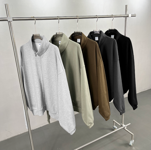 Sudadera con capucha de corte holgado y cuello alto de 410 g/m², personalizada, con cremallera YKK de alta calidad, forro polar cepillado, estampado DTG y bordado, de peso pesado. - Product Image 3