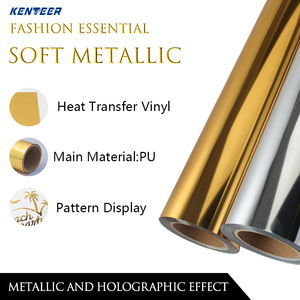 Kenteer - Muestras Gratis al por Mayor de Vinilo Textil Coreano HTV Dorado Metálico Suave en Rollos <span class=keywords><strong>para</strong></span> <span class=keywords><strong>Camisetas</strong></span> - Product Image 2