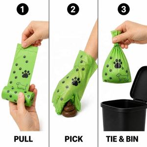 Green Pet Waste <b>Bags</b> Dog Poop <b>Bag</b> Roll Printed Puppy Cleanup <b>Bags</b> for Outdoor Walking - Product Image 2