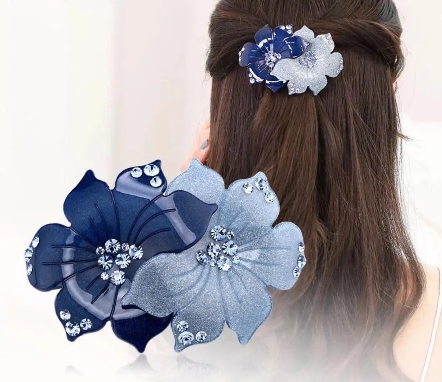 Nouveau style Deux fleurs Barrettes Mode acrylique fleur barrettes accessoires de Coiffure pour Femme YY01