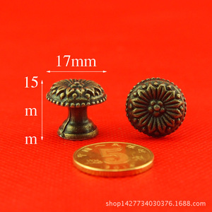 Poignée de meuble ronde 17 mm en alliage rétro, tirette de tiroir et de placard durable en fonte sous pression - Product Image 1