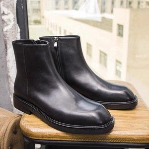 Botas de Cuero Genuino, Estilo Británico de Moda, Botas de Hombre de Caña Alta, Botas Formales de Negocios para Primavera, Transpirables y Resistentes al Desgaste - Product Image 1