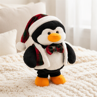 Peluche pingouin de Noël 22 cm avec chapeau écossais, jouet en peluche doux pour enfants, cadeau