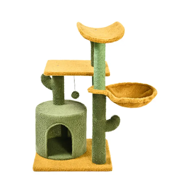 Albero di gatto fiore con piattaforma tiragraffi verde colorato in magazzino stile moderno mobili per la casa attiva Play Tower Multi Leve