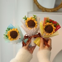 Mini bouquet de tournesols au crochet faits main, fleurs éternelles en fil, cadeau d'emballage, souvenir de mariage, décoration de table, vente en gros