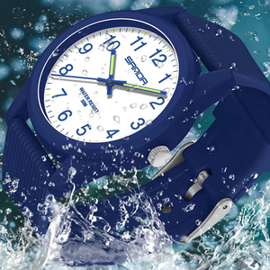 Montre à quartz bleue étanche pour les loisirs en plein air, pour couples, avec double calendrier, chronographe et aiguilles rondes, montre-bracelet tendance - Product Image 1