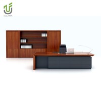 Bureau de direction iULTRA Top L en forme de L avec 3 tiroirs de rangement, étagères ouvertes pour le travail, l'écriture, le mobilier de bureau