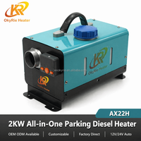 Chauffage diesel intégré OkyRie AX22H à commutation automatique 12V 24V, ultra silencieux et portable pour tente extérieure, camping-car, fourgonnette