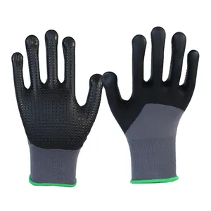 High Quality Manufacturers 15G White Polyester Grey Dipped Safety Nitrile Foam Coated Gloves