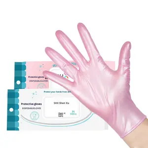 Sarung Tangan Nitril Pearlescent 24cm dengan Pergelangan Tangan Rajut Warna Pink untuk Rumah Tangga, Kecantikan, Kuku, Makanan, Sekali Pakai, Tebal, Tahan Aus - Product Image 3