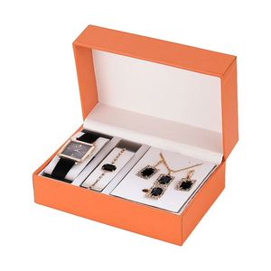 Women 5Pcs Black Watch Earrings Necklace Bracelet Set <b>Gift</b> With Box <b>for</b> Girl - Product Image 2