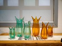 Vase à fleurs en verre artistique soufflé à la main RYLAVA, moderne et luxueux, hydroponique, ambre et vert, décoratif pour centre de table et mariage