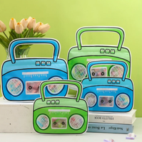 Pochette Doypack transparente en MOPPETPE de qualité alimentaire avec fermeture à lien, forme radio rétro mignonne, logo personnalisé, motif animal de dessin animé, pour snacks et bonbons