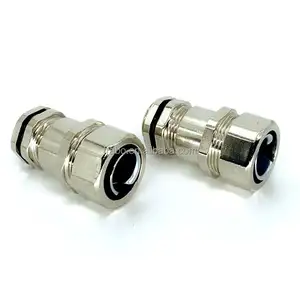 customized thread available nickel-plated brass Double Locked Metal Conduit cable gland for electrical protection