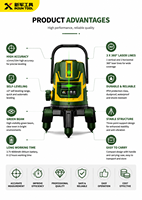 Niveau laser rotatif industriel autonivelant 2 lignes vert pour la construction, précision 0,2 mm/m, 3 axes
