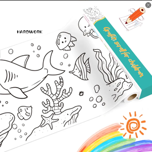 HARDWORK Jouets de dessin à fixer au mur pour enfants, bébés et maternelles, rouleau de <span class=keywords><strong>peinture</strong></span> et de coloriage de 3m de long - Product Image 1