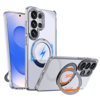 Étui magnétique Skin Feel anti-traces de doigts 360° °   Support de Bague Métallique Antichoc pour Appareil Photo Samsung Galaxy S27 S26 S25 Plus Ultra