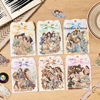 Lot de 20 autocollants PET pour journal, motifs fille mignonne, aquarelle dessinée à la main, style de vie chaleureux, pour scrapbooking, vente en gros