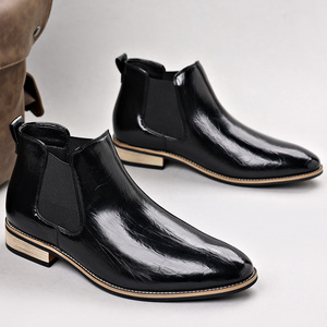 Bottes Chelsea pour hommes, style anglais, bottes en cuir rétro grande taille, bottes Martin anglaises - Product Image 4