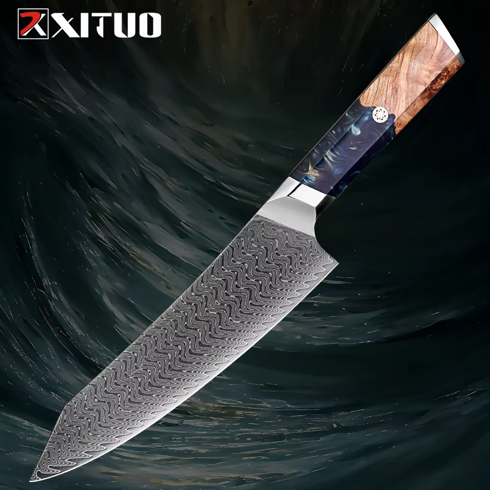Kiritsuke in acciaio di Damasco DM240928R2