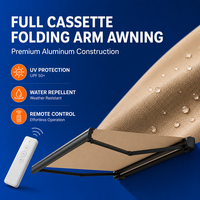 Auvent en acrylique imperméable et pare-soleil, auvent de terrasse motorisé électrique rétractable, auvent à cassette complète, auvent pliable en aluminium