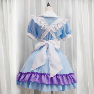 Costume de demoiselle d'honneur pour femmes, robe Lolita à manches courtes, tablier, couvre-chef, tenue de Cosplay pour fête d'halloween, robe de <span class=keywords><strong>princesse</strong></span> - Product Image 4