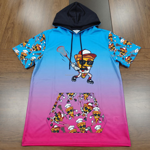 Ensemble de survêtement de lacrosse personnalisé pour enfants : sweat à capuche, maillot d'entraînement à manches courtes, short, tenue décontractée légère pour le baseball et les activités de plein air - Product Image 2