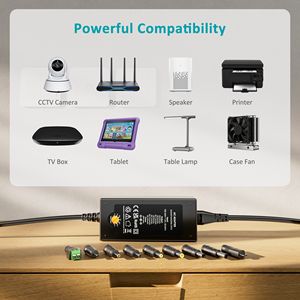 Belker 45W <b>Universal</b> AC/DC <b>Adapter</b> 5V-15V Power Supply for Router, Speaker, LCD, LED Strip, Phone & Tablet, Max 3A 3000mA - Product Image 4