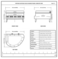 Boîte à bijoux en métal style piano à queue, doré antique, vintage, en velours, organisateur de bagues, cadeaux pour les amateurs de musique, cadeaux de mariage, décoration de table