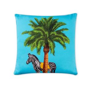 Cuscino Decorativo Excelsa 45x45 Cm Quadrato Multicolore con Design di Palme e Zebre, Stampa Digitale in Stile Originale - Product Image 1