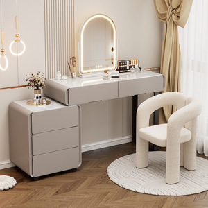 Nouvelle <span class=keywords><strong>table</strong></span> de toilette haut de gamme en bois massif au design moderne <span class=keywords><strong>et</strong></span> épuré pour chambre principale, avec armoire intégrée <span class=keywords><strong>et</strong></span> station de maquillage - Product Image 2