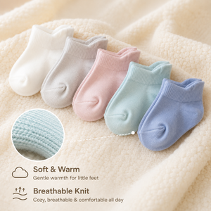 Chaussettes bébé en coton bio à prix avantageux, côtelées, respirantes, douces, neutres, pour nouveau-nés, lot provenant du Vietnam - Product Image 2