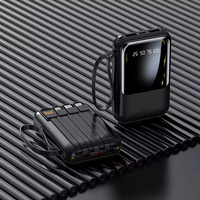 Banco de Energía Portátil OEM con Logotipo Personalizado, 10000mAh, Cargador Rápido de 10W, 4 Cables Integrados, Pantalla LED Digital, Mini Estación de Energía