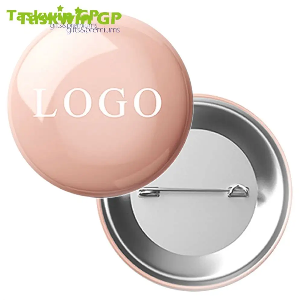 Taskwingifts Promotion Custom Logo Runde Sublimation Blank Metall Zinn Material 44mm 58mm Weißblech Knopf Stift Abzeichen