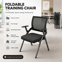 Chaise de formation pliable moderne en tissu maillé avec tablette d'écriture rabattable pour bureau, conférence, salle de classe, séminaire