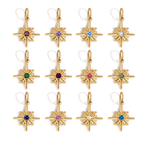 Collana con Ciondolo HB563 in Acciaio Inox di Alta Qualità, Otto Punte con Pietra Portafortuna dei 12 Mesi, Accessorio di Gioielleria alla Moda - Product Image 2