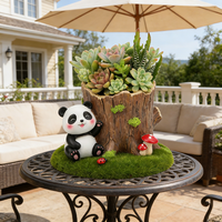 Pot de fleurs réaliste en résine en forme de panda - Pot de fleurs décoratif géant en forme de panda pour plantes succulentes, sculpture d'animal fantaisie pour la maison ou le bureau