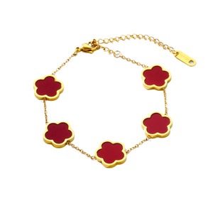 Fashion New Light Luxury Clover cinque petalo acciaio inossidabile 18K oro Beimu bracciale donna - Product Image 5