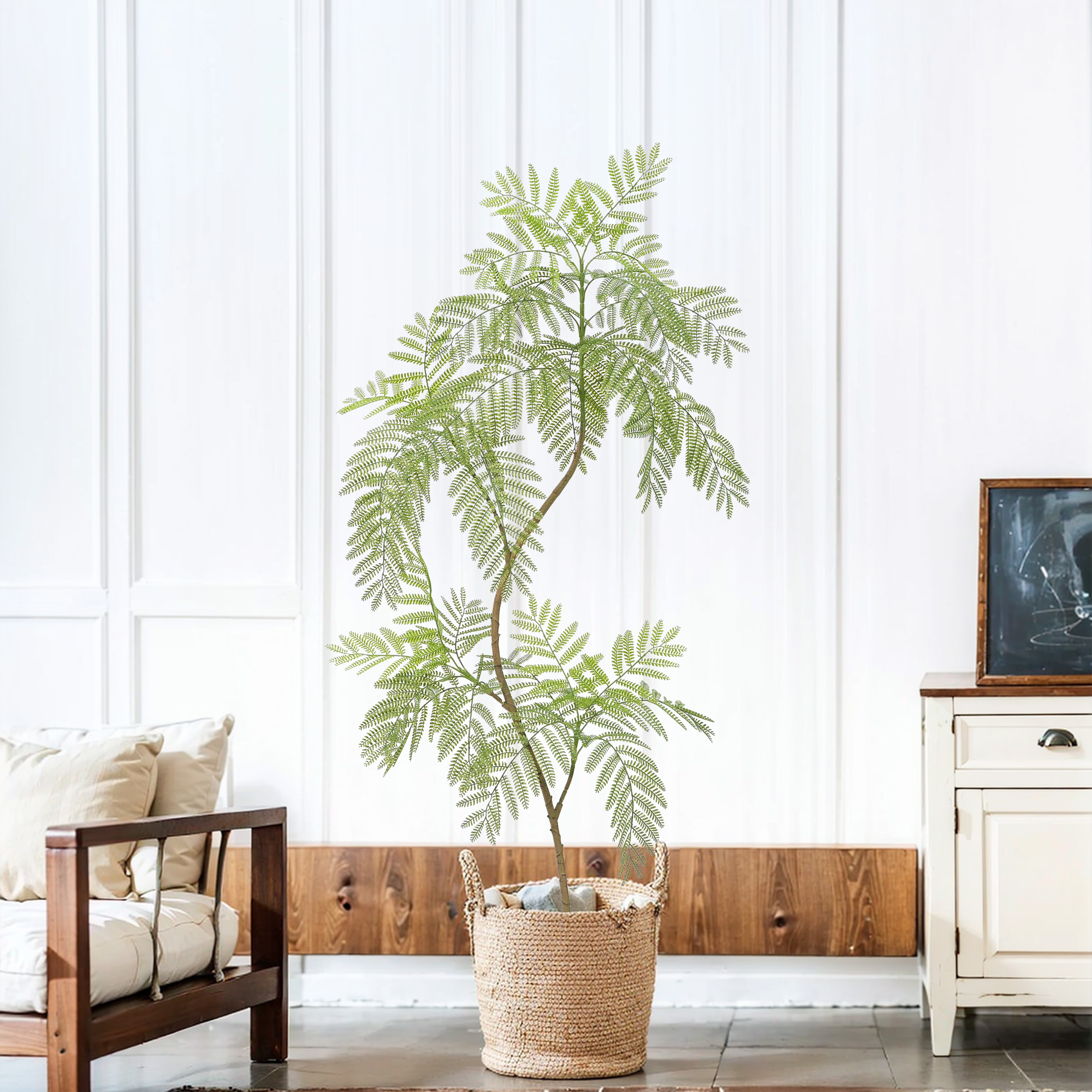 Albero Di Jacaranda Artificiale 198 Cm Con Fiori Rossi E Foglie Verdi - Pianta Finta In Vaso Per Decorazione Interna/Esterna, Resistente UV - 3