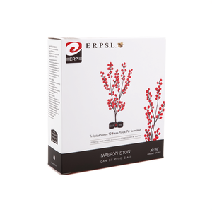 Stelo di bacche rosse artificiali con piccole foglie a sei punte, 12 pezzi per confezione, per decorazione - Product Image 1